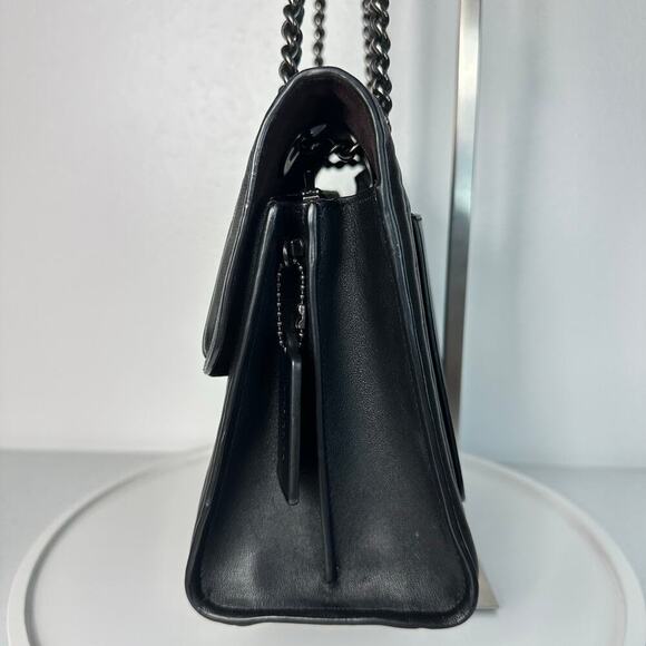Coach Parker Quilting Rivets Studded Bag Leather Chain Strap Convertible Black - Picture 8 of 16